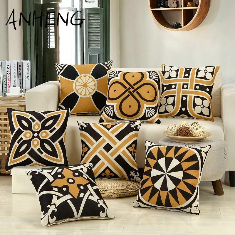 45x45cm Retro Geometry Cotton Linen Square Cushion Cover Gold Black Nordic Ethnic Style Sofa Chair Back Home Decorative Pillow
45x45cm Retro Geometry Cotton Linen Square Cushion Cover Gold Black Nordic Ethnic Style Sofa Chair Back Home Decorative Pillow