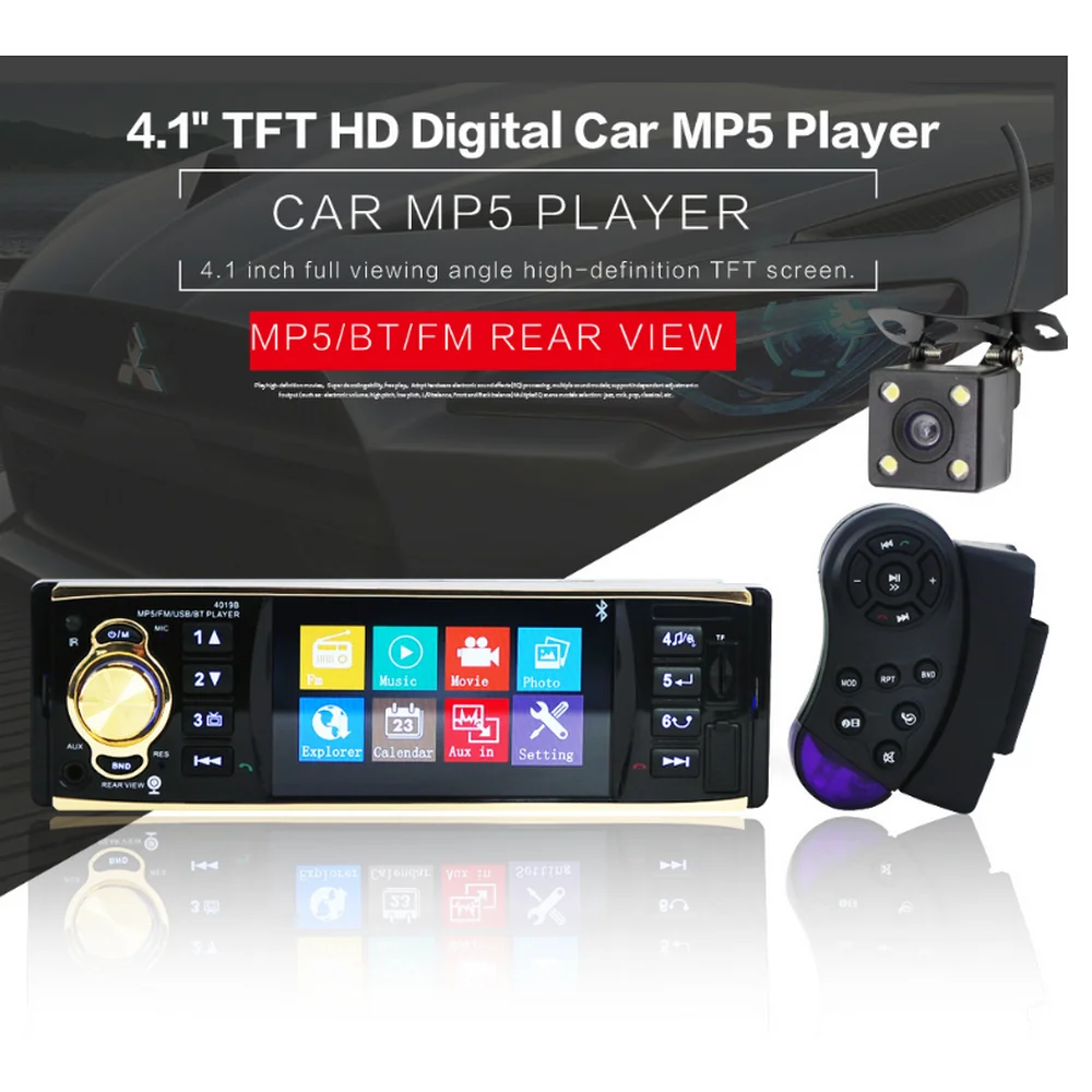 4.1inch LCD Car Mp5 Reversing Image Stereo Player USB Aux FM Bt Steering Wheel Remote Control Wheel Remote Control Bluetooth 
4.1inch LCD Car Mp5 Reversing Image Stereo Player USB Aux FM Bt Steering Wheel Remote Control Wheel Remote Control Bluetooth