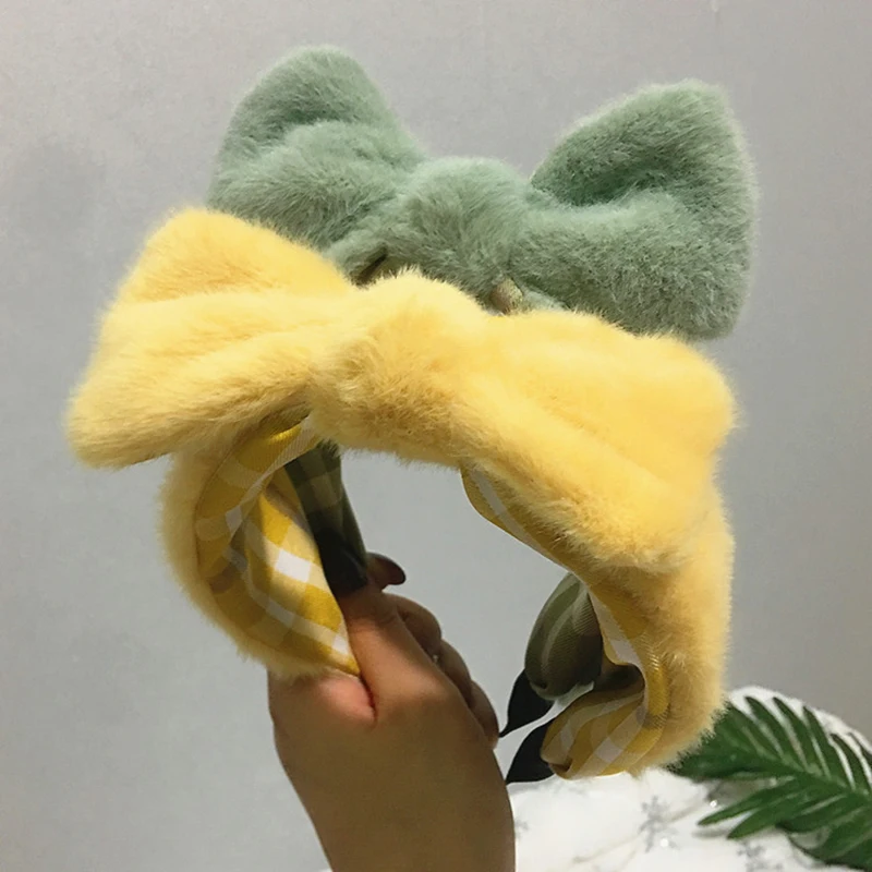 

Lamb Wool Headband Thick Furry Hairband Hair Accessories Plush Rabbit Ears Hair Hoop Faux Fur Knotting Bow Head Hoop