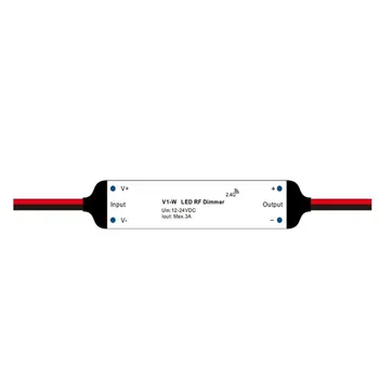 2pcs V1-W 2.4G RF Single Color LED Controller 1CH DC 12V-24V Max 75W Step-less dimming remote Mini receiver for 5m led strip 
2pcs V1-W 2.4G RF Single Color LED Controller 1CH DC 12V-24V Max 75W Step-less dimming remote Mini receiver for 5m led strip