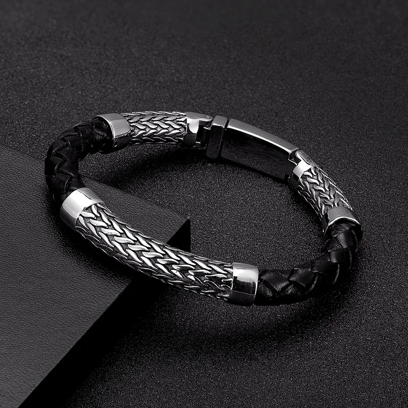 Stainless Steel Men Bracelet Retro Viking Leather Metal Bracelets Motorcycle Accessories Wholesale Fashion Charm Jewelry Gifts
Stainless Steel Men Bracelet Retro Viking Leather Metal Bracelets Motorcycle Accessories Wholesale Fashion Charm Jewelry Gifts