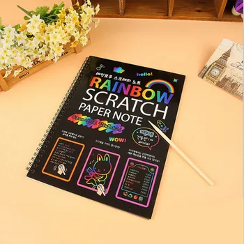 Black Large Magic Color Rainbow Scratch Paper Note book DIY Drawing Toys Scraping Painting Kid Doodle Educational Books 19*26cm
Black Large Magic Color Rainbow Scratch Paper Note book DIY Drawing Toys Scraping Painting Kid Doodle Educational Books 19*26cm