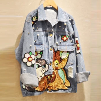 Cartoon Sequins Embroidery Denim Coat Women 2020 Spring New Korean Student Leisure Loose Jeans Jacket Coats Lady Cowboy Overcoat
Cartoon Sequins Embroidery Denim Coat Women 2020 Spring New Korean Student Leisure Loose Jeans Jacket Coats Lady Cowboy Overcoat