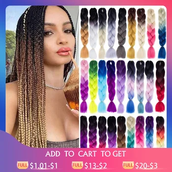 

24 inch/100g Jumbo Braided Hair Long Ombre Kanekalon Braiding Hair Synthetic Crochet Hair Extensions African Braid