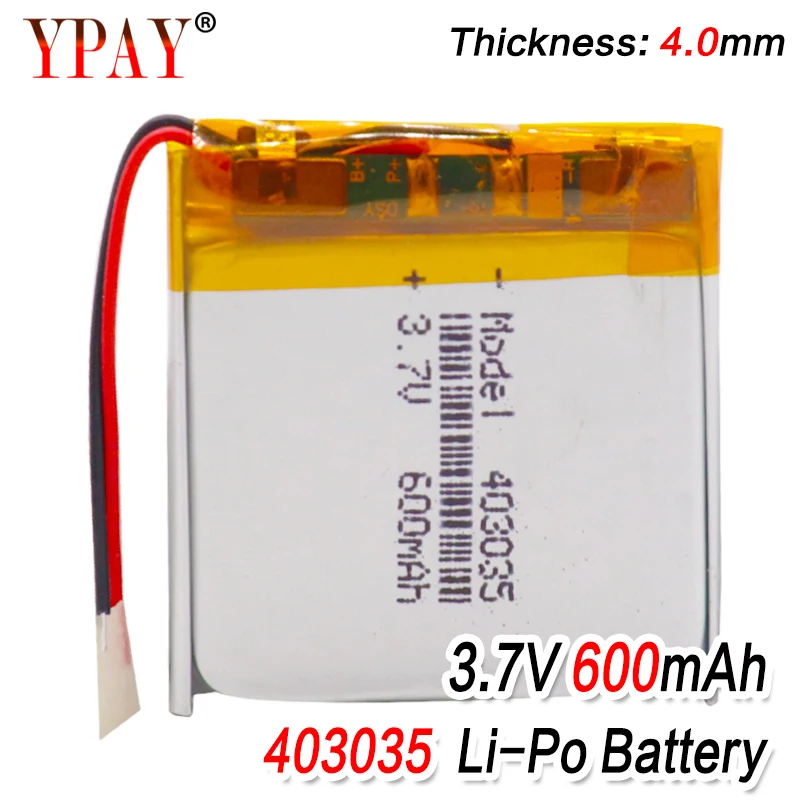 High Quality 600mAh 3.7V Rechargeable 403035 Li Ion Battery 35x30x4mm Li-polymer Lithium Polymer Batteries For Mp3 Mp4 Gps Watch
High Quality 600mAh 3.7V Rechargeable 403035 Li Ion Battery 35x30x4mm Li-polymer Lithium Polymer Batteries For Mp3 Mp4 Gps Watch