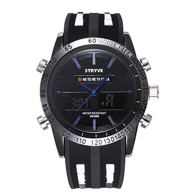 Fashion Man Sports Watch STRYVE LED Digital Fitness Watch Week Chronograph Clock 3ATM Waterproof Dual Display Relogio Masculino
Fashion Man Sports Watch STRYVE LED Digital Fitness Watch Week Chronograph Clock 3ATM Waterproof Dual Display Relogio Masculino