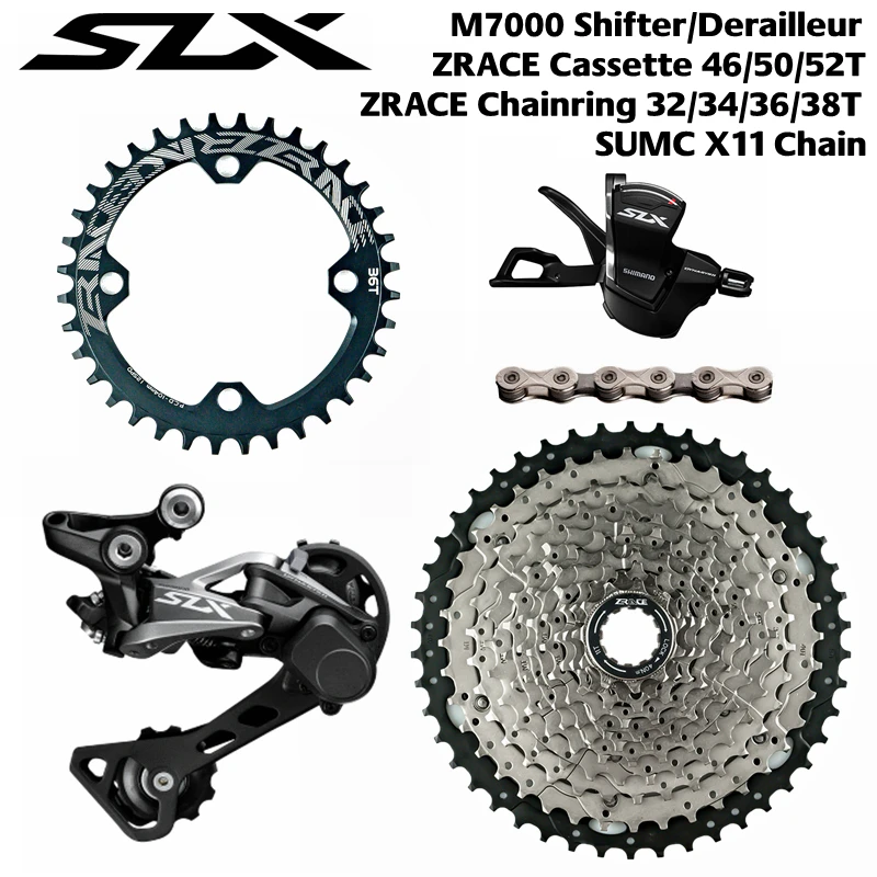 Shimano SLX SL-M7000-11-R + RD-M7000-11-GS + ZRACE Cassette + SUMC Chains + ZRACE BCD104 Chainrings. 1x11 speed 5kit Groupset
Shimano SLX SL-M7000-11-R + RD-M7000-11-GS + ZRACE Cassette + SUMC Chains + ZRACE BCD104 Chainrings. 1x11 speed 5kit Groupset