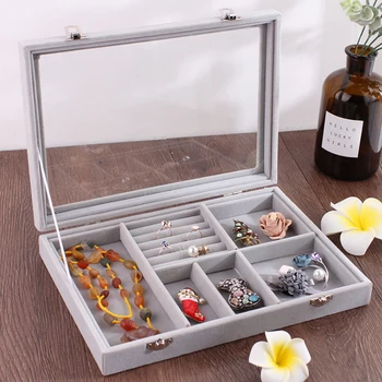 Jewelry Display Velvet Gray Carrying Case with Glass Cover Jewelry Ring Display Box Tray Holder Storage Box Organizer
Jewelry Display Velvet Gray Carrying Case with Glass Cover Jewelry Ring Display Box Tray Holder Storage Box Organizer
