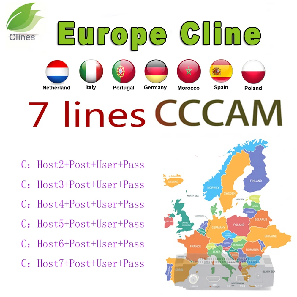 Best Cccam Cline Satellite Receiver Full HD Europe Cline for DVB-S2 Decorder Europe Channels Spain Portugal Germany Poland
Best Cccam Cline Satellite Receiver Full HD Europe Cline for DVB-S2 Decorder Europe Channels Spain Portugal Germany Poland