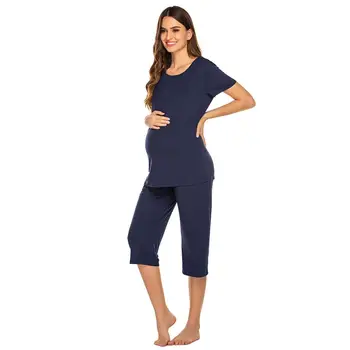 Women Nightwear O-Neck Short Sleeve Solid Breast-feeding Pajamas Set
Women Nightwear O-Neck Short Sleeve Solid Breast-feeding Pajamas Set