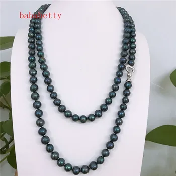 New fashion simple wild sweater chain 45 inch 9-10mm black cultured fresh water pearl necklace 
New fashion simple wild sweater chain 45 inch 9-10mm black cultured fresh water pearl necklace