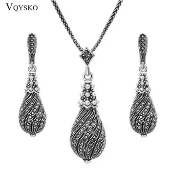 Retro Grey Black Vintage Jewelry Sets for Women Peral Pendant Water Drop Shape Necklace/Earrings Women Wedding Jewelry Set
Retro Grey Black Vintage Jewelry Sets for Women Peral Pendant Water Drop Shape Necklace/Earrings Women Wedding Jewelry Set
