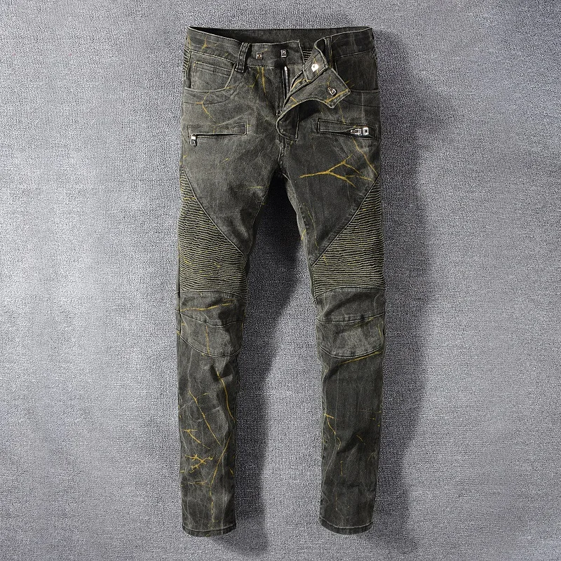 American Streetwear Fashion Men Jeans High Quality Painting Designer Spliced Denim Cargo Pants Designer Motor Biker Jeans Homme
American Streetwear Fashion Men Jeans High Quality Painting Designer Spliced Denim Cargo Pants Designer Motor Biker Jeans Homme
