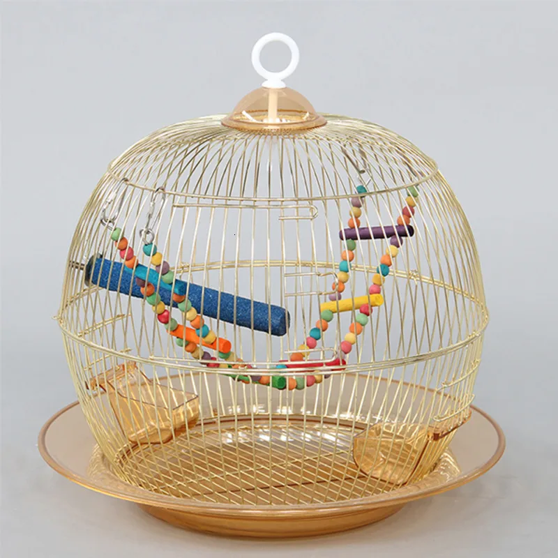 

38X38 CM Bird Iron Cage With Feeder Parrot Toys Swing Wood Perch Pet Bird House Foldable Metal Birdcage HW229