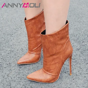 ANNYMOLI Ankle Boots Super High Heel Woman Boots Thin Heel Shoes Pointed Toe Short Boots Female Autumn Winter Beige Brown 34-43
ANNYMOLI Ankle Boots Super High Heel Woman Boots Thin Heel Shoes Pointed Toe Short Boots Female Autumn Winter Beige Brown 34-43