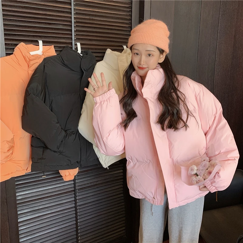 Bright Color Short Cotton Padded Coat Women 2020 Winter Standing Collar Thickened Warm Bread Coats Orange Puffer Jacket
Bright Color Short Cotton Padded Coat Women 2020 Winter Standing Collar Thickened Warm Bread Coats Orange Puffer Jacket