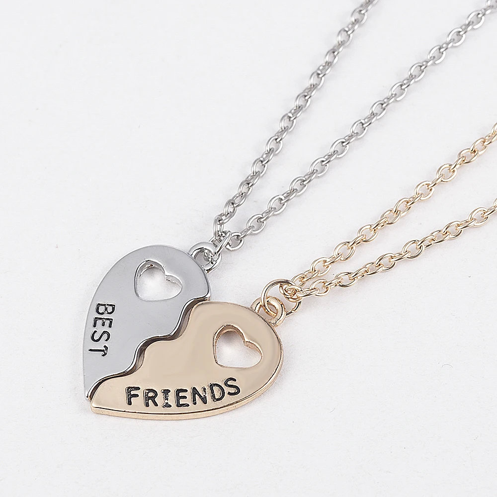 best friend gift heart gold silver rhinestone 2
