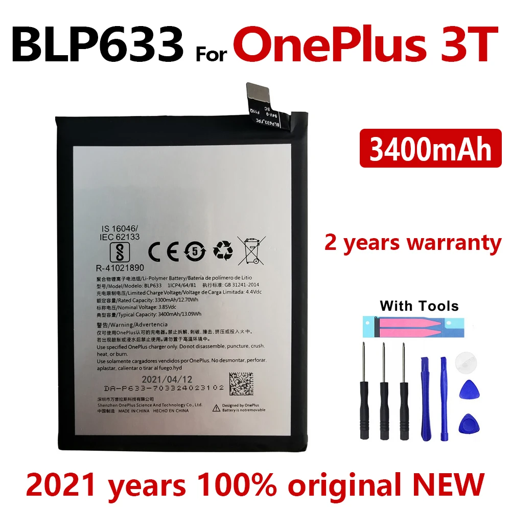 100% Оригинальный 3400 мА/ч BLP633 Батарея для 3Т OnePlus Three T A3003 A3010 мобильный телефон в