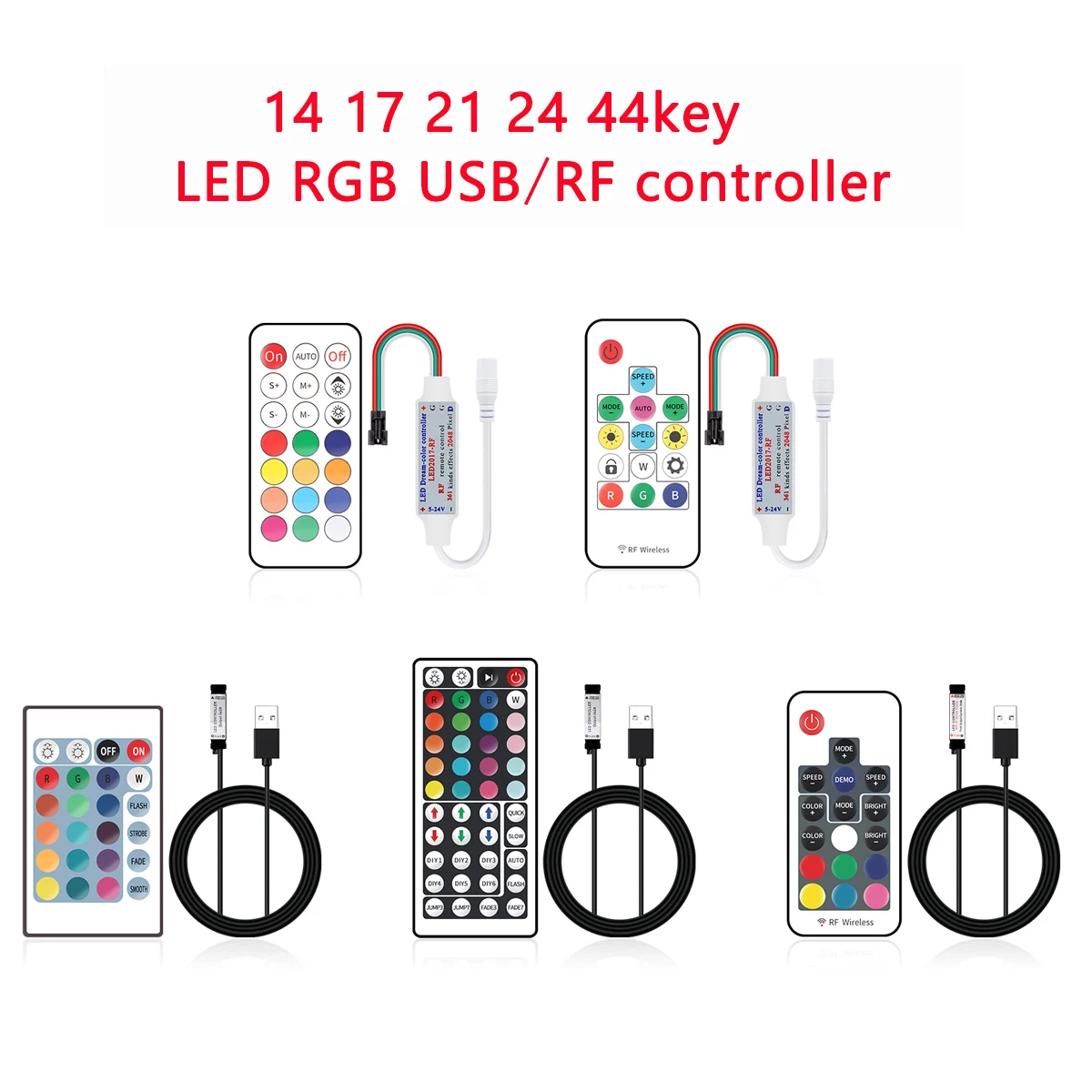DC5V 12V 24V RGB controller USB Wireless RF Remote controller For 5050 2835 WS2811 WS2812B RGBW RGBWW LED Light strip Dimmer
DC5V 12V 24V RGB controller USB Wireless RF Remote controller For 5050 2835 WS2811 WS2812B RGBW RGBWW LED Light strip Dimmer