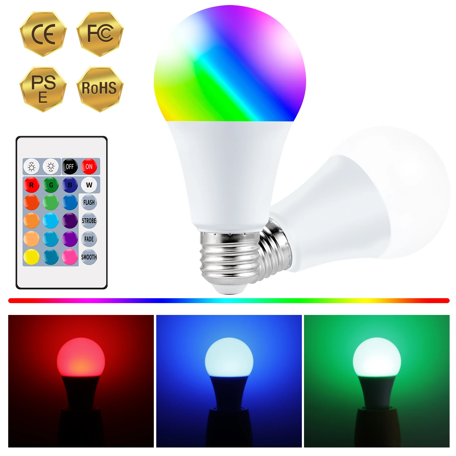 

E27 Smart Control RGB LED Lamp bulb E27 Lampada Led Light Dimmable RGBW Colorful Changing Bulb White Decor Home 5W/10W/15W a1