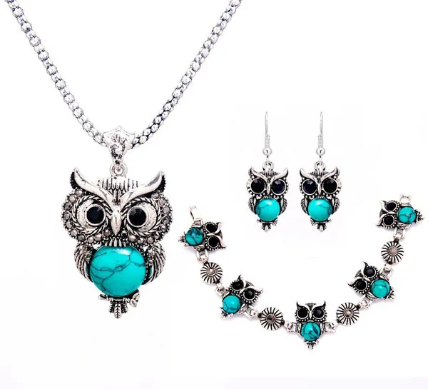 FEECOLOR 1SET Women Retro Tibetan Silver Turquoise Crystal Pendant Necklace Bracelet Earrings Set Jewelry Sets 
FEECOLOR 1SET Women Retro Tibetan Silver Turquoise Crystal Pendant Necklace Bracelet Earrings Set Jewelry Sets