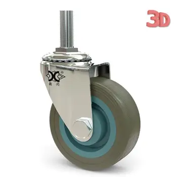 Factory Direct Sale 3-inch Gray Glue Screw Rod Universal Wheel Water Squeezing Car Dining Caster