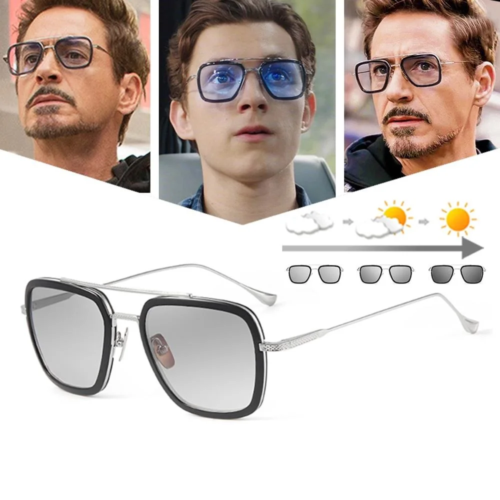 2020 Men Sunglasses Photochromic Tony Stark Iron Man Vintage Sun Glasses Men Eyewear Polarized Retro Fashion Shade UV400
2020 Men Sunglasses Photochromic Tony Stark Iron Man Vintage Sun Glasses Men Eyewear Polarized Retro Fashion Shade UV400