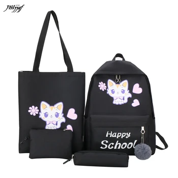 4PC Set Casual Student Backpack Women Canvas Cute Cat School Shoulder Bags Large Capacity Travel Backpack Mochila Pencil Case
4PC Set Casual Student Backpack Women Canvas Cute Cat School Shoulder Bags Large Capacity Travel Backpack Mochila Pencil Case