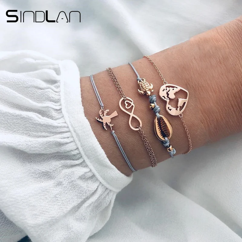 Sindlan 4PCs Coconut Tree Infinity Turtle Shell Bracelets Set for Women Hollow Map Heart Gold Charm Handmade Bracelets Jewelry
Sindlan 4PCs Coconut Tree Infinity Turtle Shell Bracelets Set for Women Hollow Map Heart Gold Charm Handmade Bracelets Jewelry