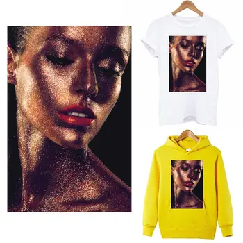 Beauty Girl Iron On Patches For Clothing Gold Color Model Heat Transfer Thermal Sticker On Clothes Women T-shirt Applique Patch
Beauty Girl Iron On Patches For Clothing Gold Color Model Heat Transfer Thermal Sticker On Clothes Women T-shirt Applique Patch