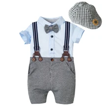 Baby Boy Clothes Newborn Romper Set Plaid Cup + Sky Blue Romper + Shorts + Belt + Shoes Cotton 3-24 Months Summer Suit KB8067 
Baby Boy Clothes Newborn Romper Set Plaid Cup + Sky Blue Romper + Shorts + Belt + Shoes Cotton 3-24 Months Summer Suit KB8067