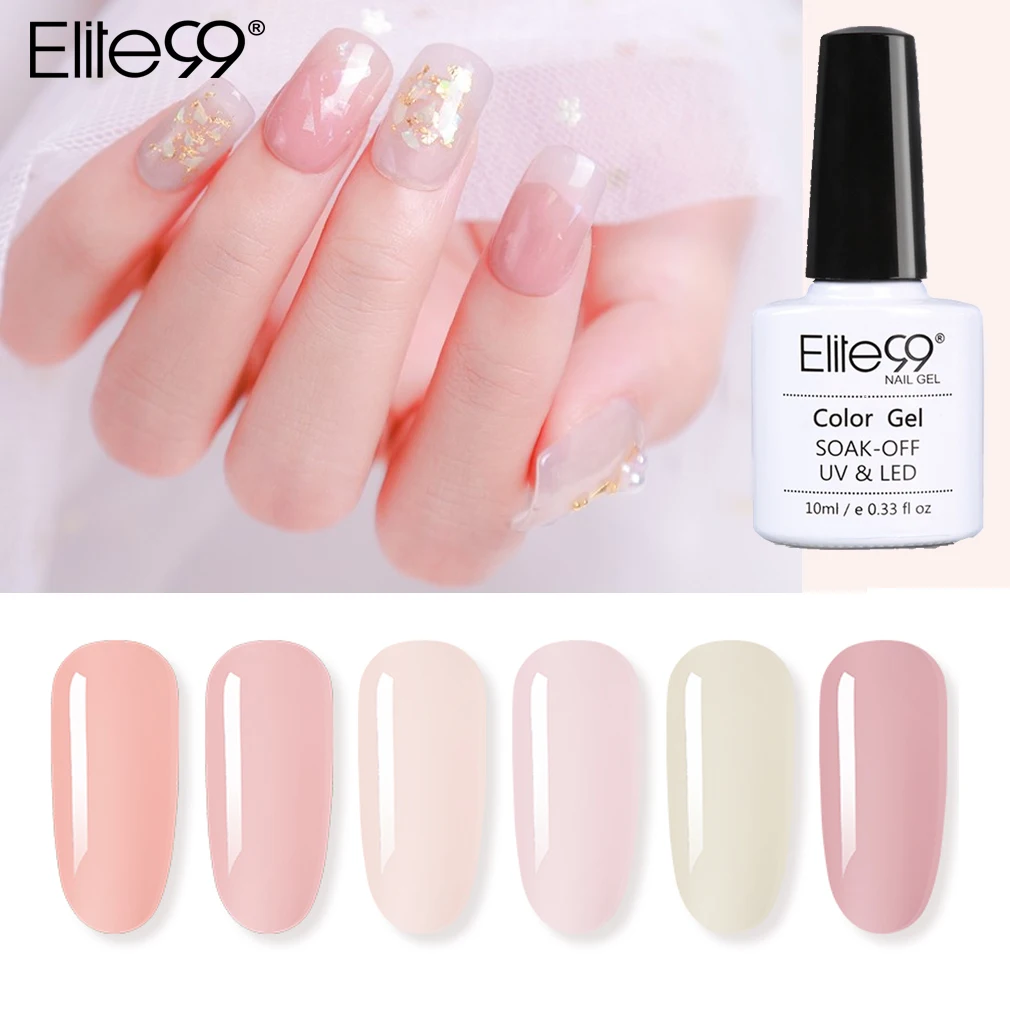 

Elite99 10ml Translucent Nude UV Gel Polish Soak Off Jelly Nail Gel Polish Semi Permanent Base Top Coat Nail Art Lacquer Varnish