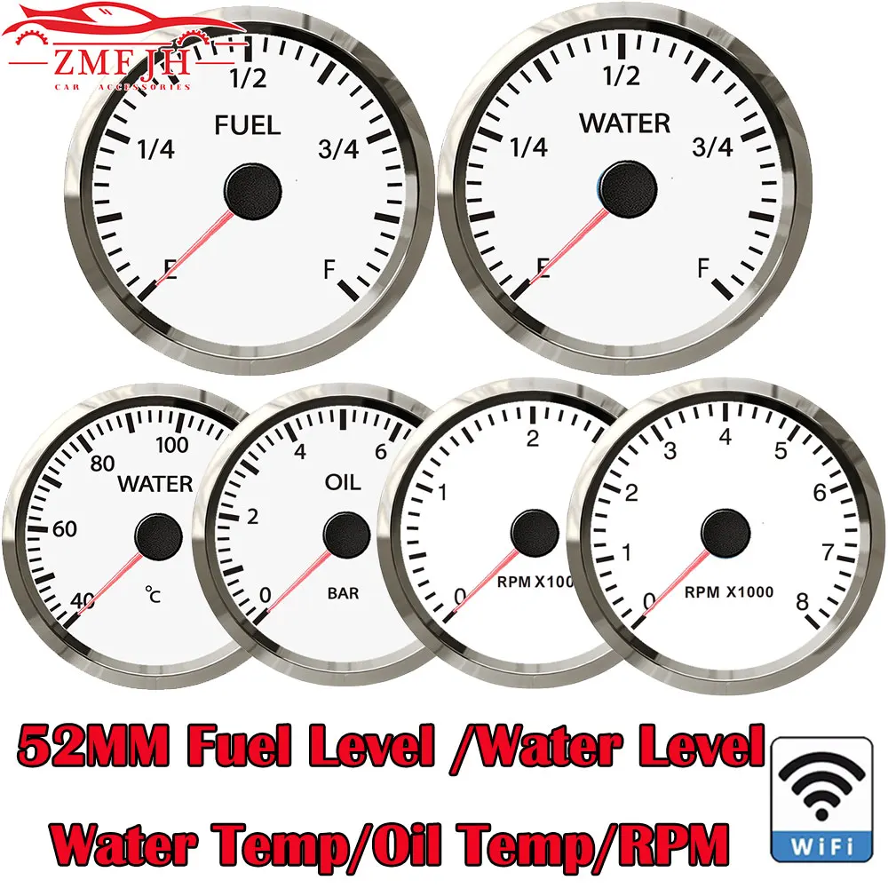 Universal 52mm Wifi Gauge Fuel Level Water Level Gauge Water Temp Oil Pressure Meter For Marine Boat Car ATV DC 12/24V Supply 
Universal 52mm Wifi Gauge Fuel Level Water Level Gauge Water Temp Oil Pressure Meter For Marine Boat Car ATV DC 12/24V Supply