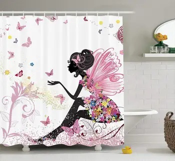 Fashion Shower Curtain Fairy Girl with Wings in a Floral Dress Fantasy Garden Flying Butterflies Bathroom Decor Set with Hooks
Fashion Shower Curtain Fairy Girl with Wings in a Floral Dress Fantasy Garden Flying Butterflies Bathroom Decor Set with Hooks