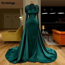 Sevintage Mermaid Long Sleeves Evening Dresses 2 Pieces High Neck Beaded Satin Prom Dress Plus Size Women Formal Party Gowns
Sevintage Mermaid Long Sleeves Evening Dresses 2 Pieces High Neck Beaded Satin Prom Dress Plus Size Women Formal Party Gowns