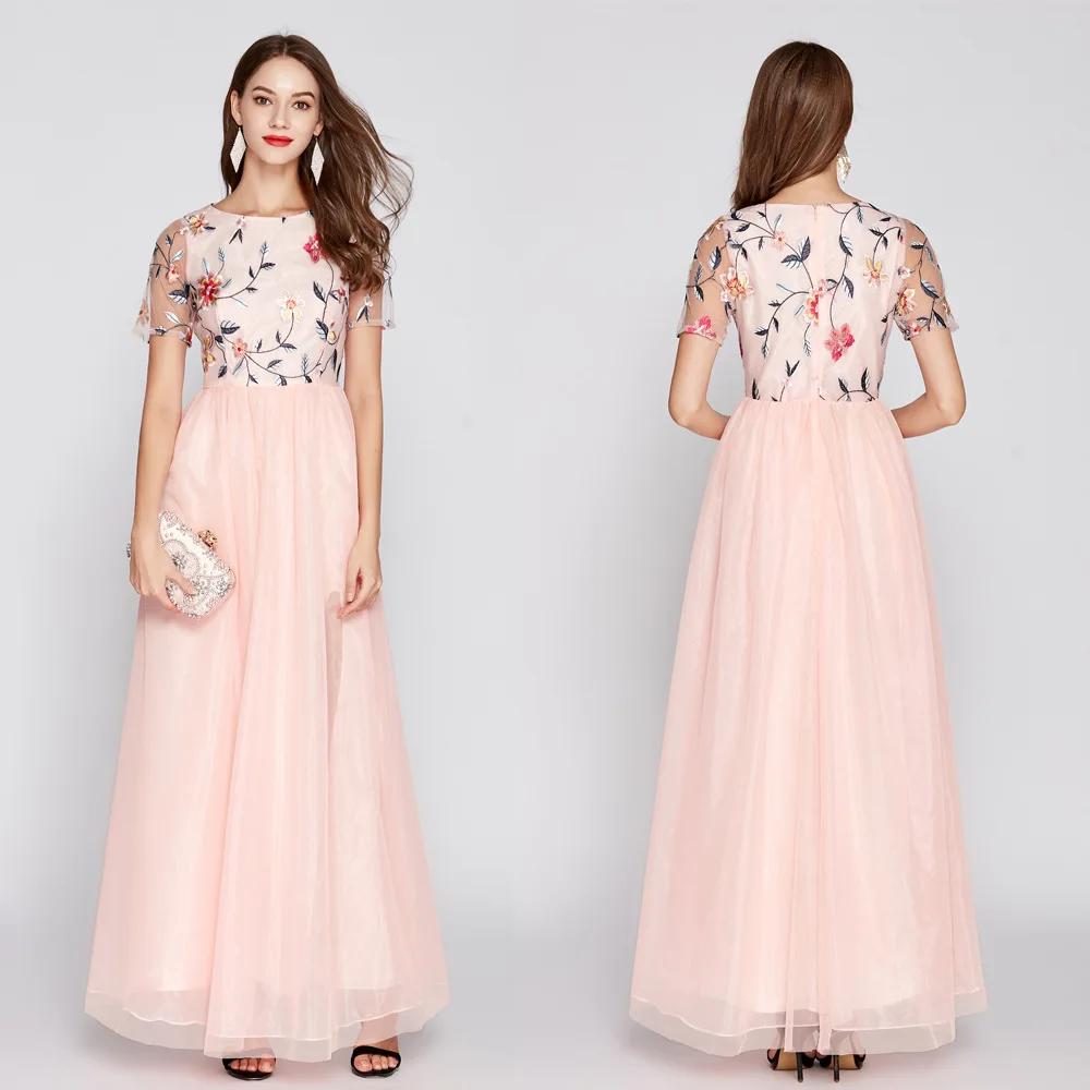 Ck805 Summer New Style Short Sleeve Mesh Applique Slit Wedding Bridesmaid Dress Long Party Annual General Meeting Formal Dress
Ck805 Summer New Style Short Sleeve Mesh Applique Slit Wedding Bridesmaid Dress Long Party Annual General Meeting Formal Dress