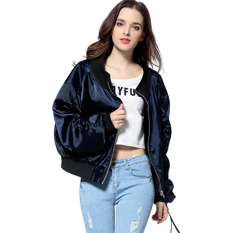 2019 Autumn Horizontal Neck-Hoodie Wide-Spread Collar off-Shoulder-Baseball Uniform Satin Cropped Jacket
2019 Autumn Horizontal Neck-Hoodie Wide-Spread Collar off-Shoulder-Baseball Uniform Satin Cropped Jacket