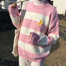 High Quality Women Sweaters Kawaii Candy Color Stripes Moon Sets Embroidery Sweater College Harajuku Clothing for Women Autumn
High Quality Women Sweaters Kawaii Candy Color Stripes Moon Sets Embroidery Sweater College Harajuku Clothing for Women Autumn