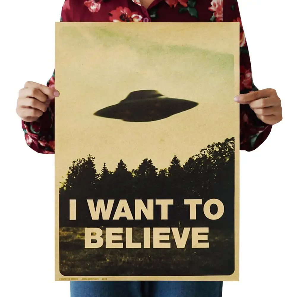 I believe in Ufos ретро постер из крафт-бумаги украшение для бара кафе спальни картина