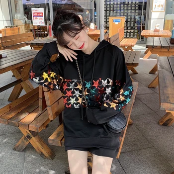 Women's Colorful Star Pattern Hooded Sweatshirt 2019 New Loose Bling Balck Student Jacket
Women's Colorful Star Pattern Hooded Sweatshirt 2019 New Loose Bling Balck Student Jacket
