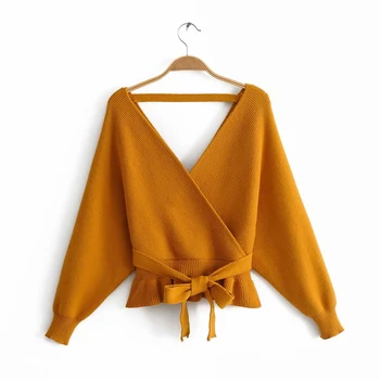 Deep V-neck Women Autumn Sweater Long Sleeve With Sashes Knitted Female Sweaters Ladies Femme Pullover Autumn
Deep V-neck Women Autumn Sweater Long Sleeve With Sashes Knitted Female Sweaters Ladies Femme Pullover Autumn