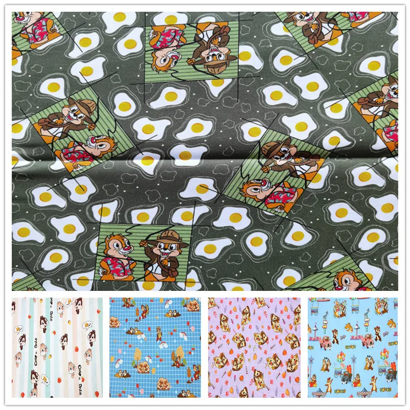 Disney Squirrel Chip & Dale Print 100% Cotton Fabric for Boy Clothes Hometextile Cushion Cover Curtain Needlework DIY | Дом и сад