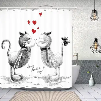 Love Decor Shower Curtains, Sketch Cats in Love for Happy Valentines Day Polyester Fabric Waterproof Animals Red Heart Bath
Love Decor Shower Curtains, Sketch Cats in Love for Happy Valentines Day Polyester Fabric Waterproof Animals Red Heart Bath