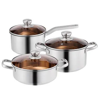 3-Piece Set Of Multifunctional Simple Thickened Composite Steel Pot Visual Glass Cover Smokeless Easy To Clean Kitchen Supplies
3-Piece Set Of Multifunctional Simple Thickened Composite Steel Pot Visual Glass Cover Smokeless Easy To Clean Kitchen Supplies