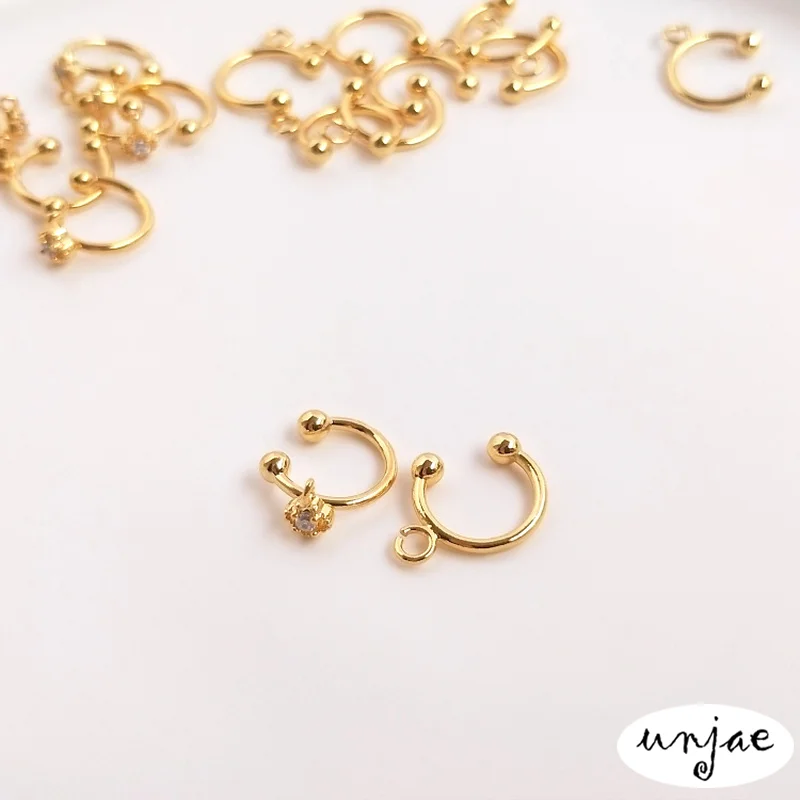 

Copper-plated 18K real gold color C-shaped ear clip Small ear ring diy earring ring without pierced U-shaped ear bone clip