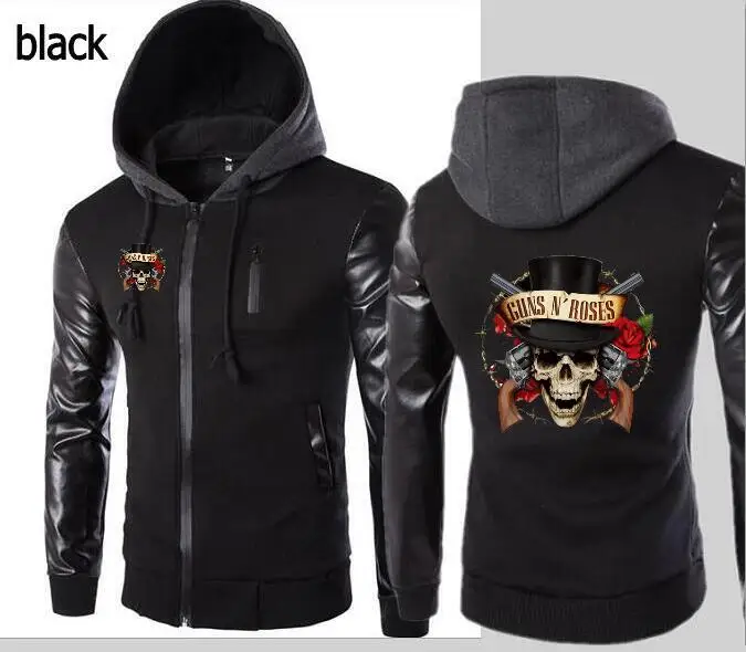 Men's Guns N Roses Band Hooded Jacket Sleeve Leather Design Fashion Motorcycle Casual Men's Jacket Leather Sleeve Hoodie
Men's Guns N Roses Band Hooded Jacket Sleeve Leather Design Fashion Motorcycle Casual Men's Jacket Leather Sleeve Hoodie