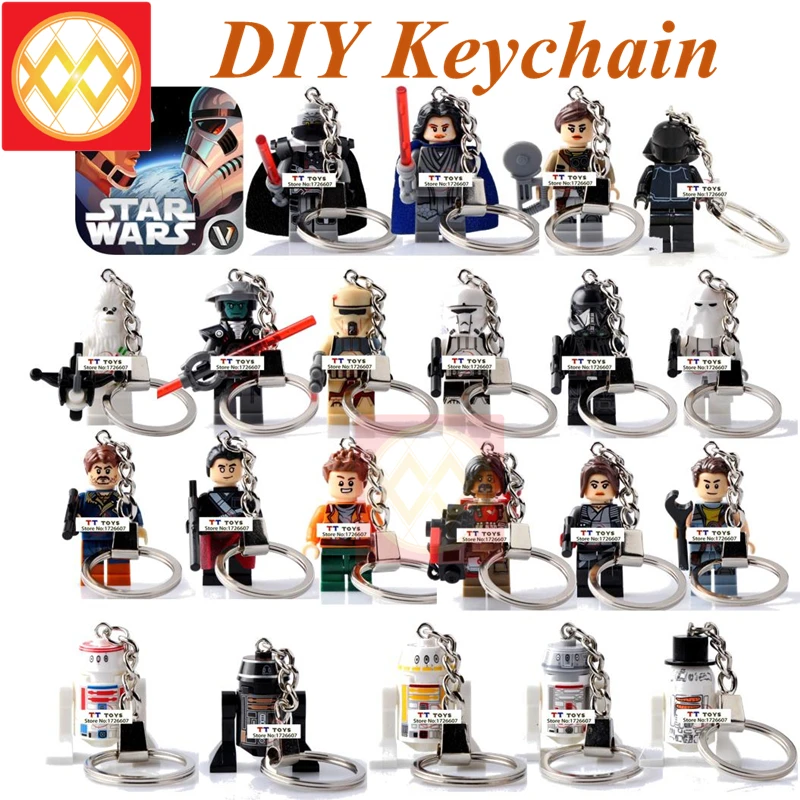 Star W series DIY Customized Keychain Darth Vader Anakin R2D2 C-3PO Snowtrooper Handmade Building Blocks brick Toys for Children
Star W series DIY Customized Keychain Darth Vader Anakin R2D2 C-3PO Snowtrooper Handmade Building Blocks brick Toys for Children