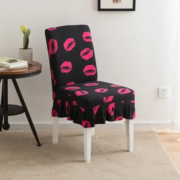 

Red Lips Pattern Home Decor Dining Chair Cover Spandex Elastic Seat Covers Anti-dirty Stretch Removable Hotel Banquet Seat Case