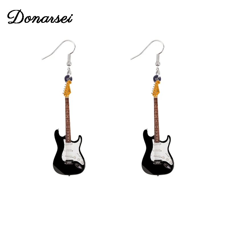 Donarsei Vintage Electric Guitar Acrylic Drop Earrings For Women Funny Music Festival Musical Instrument Dangle Party | Украшения и