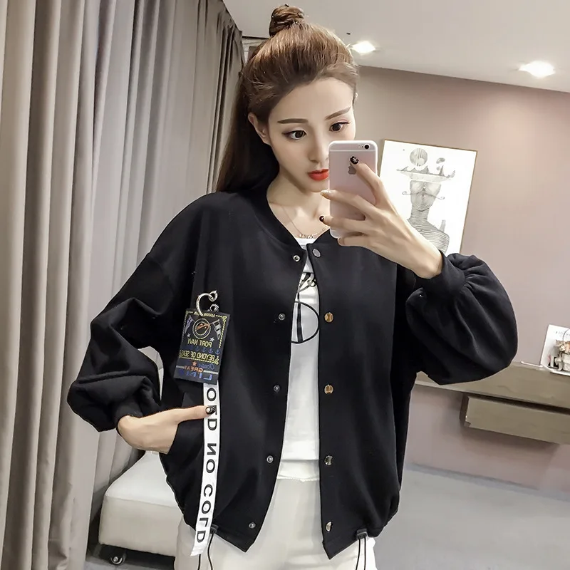 Metal Ring Applique Loose-Fit Lantern Sleeve Baseball Uniform Jacket Female Coat Fashion
Metal Ring Applique Loose-Fit Lantern Sleeve Baseball Uniform Jacket Female Coat Fashion